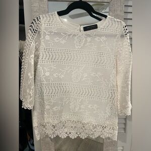 High Street White Lace Blouse mid length sleeve size S